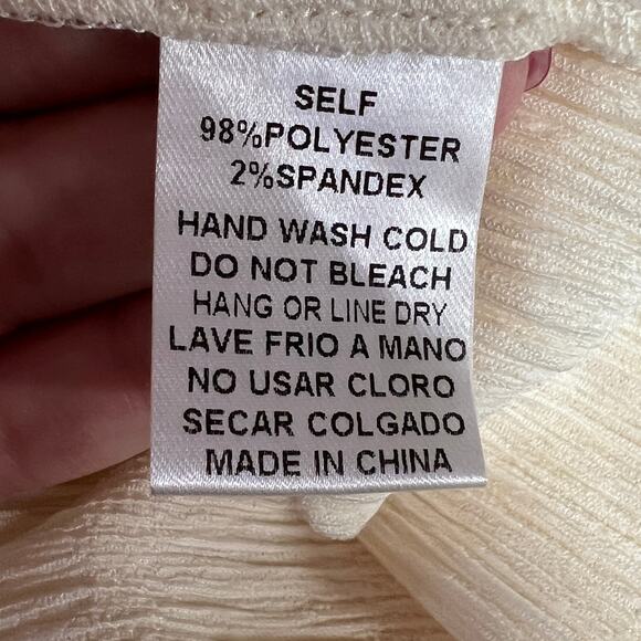 Easel Puff Sleeve Tiered Mini Babydoll Dress Ivory Small Flowy Romantic Boho NWT - Picture 9 of 12